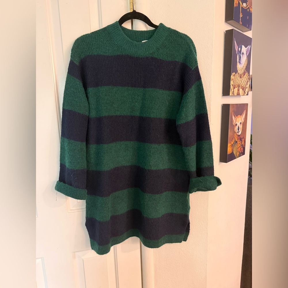H&M Green and Navy Sweater dress XS